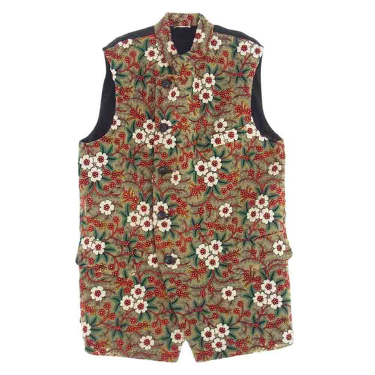 COMME des GARCONS HOMME PLUS コムデギャルソンオムプリュス 18SS PA-V002 DISCO期 ディスコ期 花柄刺繍 前身切替 スタンドカラー ベスト ベージュ系 S【中古】