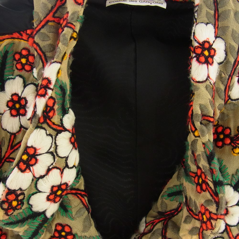 COMME des GARCONS HOMME PLUS コムデギャルソンオムプリュス 18SS PA-V002 DISCO期 ディスコ期 花柄刺繍 前身切替 スタンドカラー ベスト ベージュ系 S【中古】