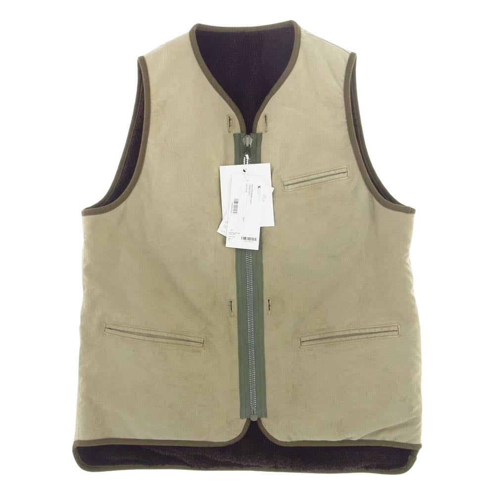 VISVIM ビズビム 23SS 0523905013001 CONTRARY DEPT LINER VEST コントラリー デプト ライナー リバーシブル ボア ベスト オリーブ系 2【美品】【中古】