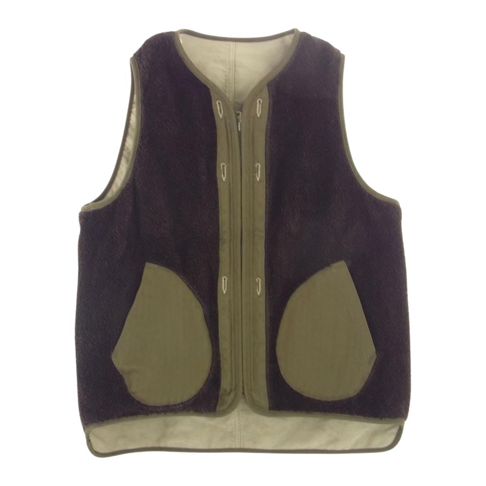 VISVIM ビズビム 23SS 0523905013001 CONTRARY DEPT LINER VEST コントラリー デプト ライナー リバーシブル ボア ベスト オリーブ系 2【美品】【中古】
