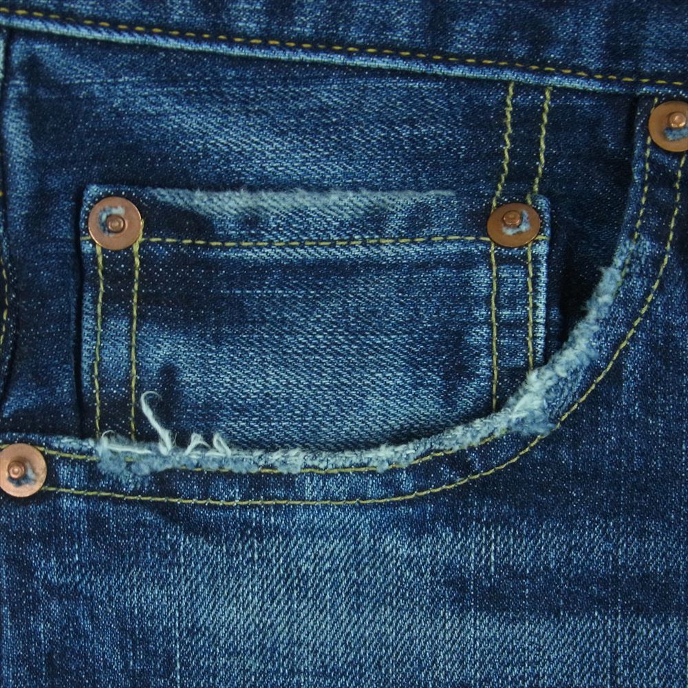 レッドカード 71860U Rhythm リズム スリム テーパード ダメージ加工 ボタンフライ デニム パンツ インディゴブルー系 29【中古】