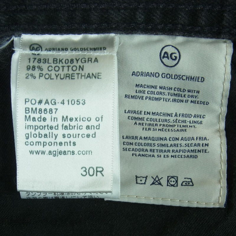 AG エージー 1783LBK リペア加工 ストレート ブラック デニム パンツ メキシコ製 ブラック系 30R【美品】【中古】
