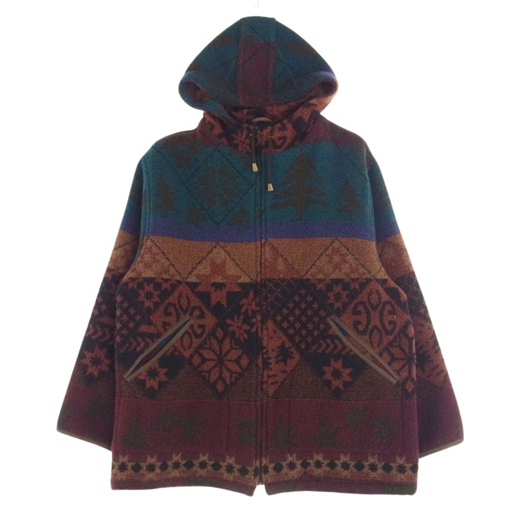 L.L.Bean エルエルビーン ヴィンテージ 80s 総柄 フルジップ パーカー ジャケット マルチカラー系 M【中古】