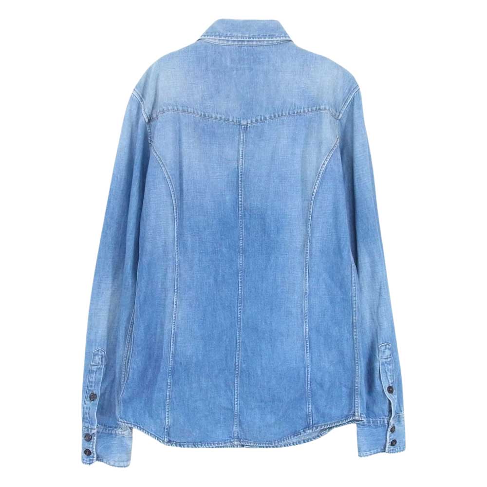 DOLCE&GABBANA ドルチェアンドガッバーナ G5832D ウォッシュ加工 デニム ウエスタン 長袖 シャツ インディゴブルー系 39【中古】