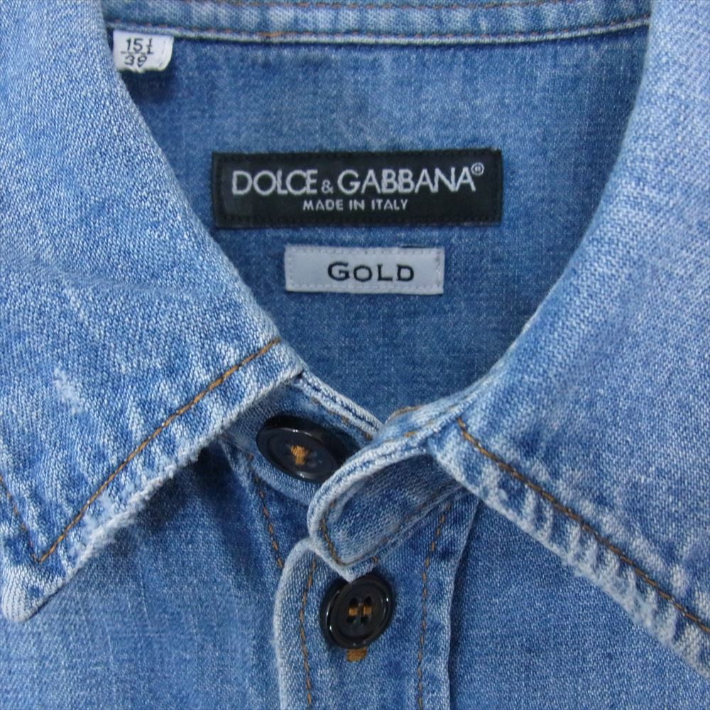 DOLCE&GABBANA ドルチェアンドガッバーナ G5832D ウォッシュ加工 デニム ウエスタン 長袖 シャツ インディゴブルー系 39【中古】
