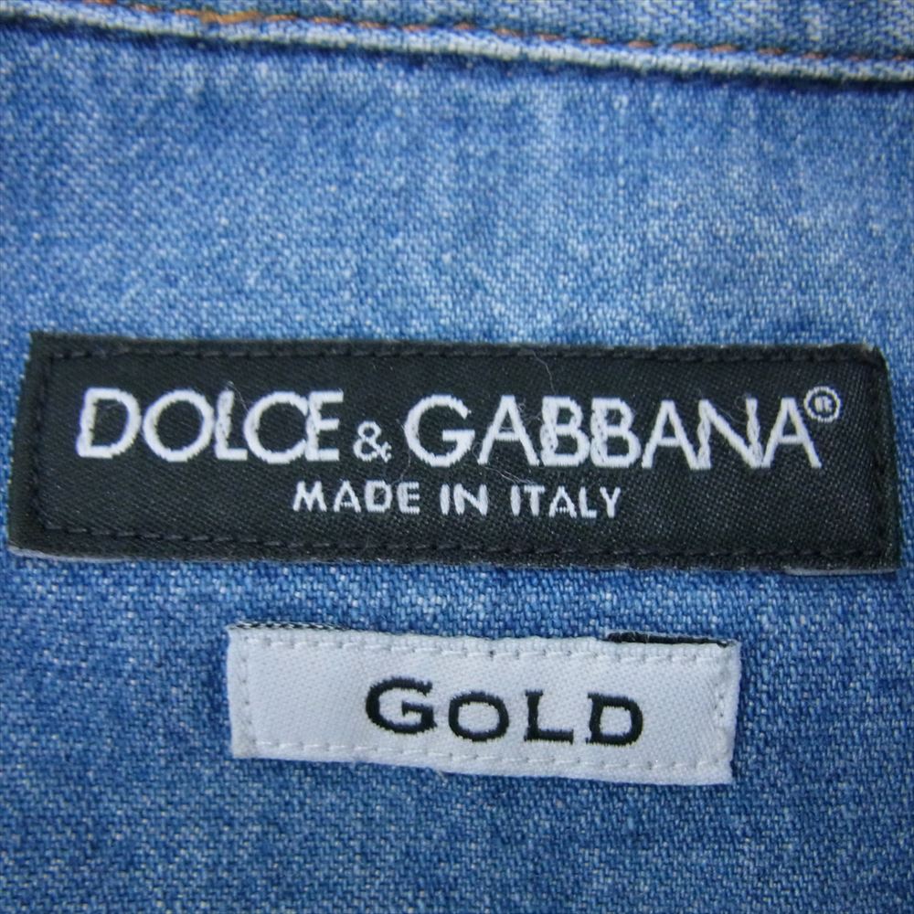 DOLCE&GABBANA ドルチェアンドガッバーナ G5832D ウォッシュ加工 デニム ウエスタン 長袖 シャツ インディゴブルー系 39【中古】