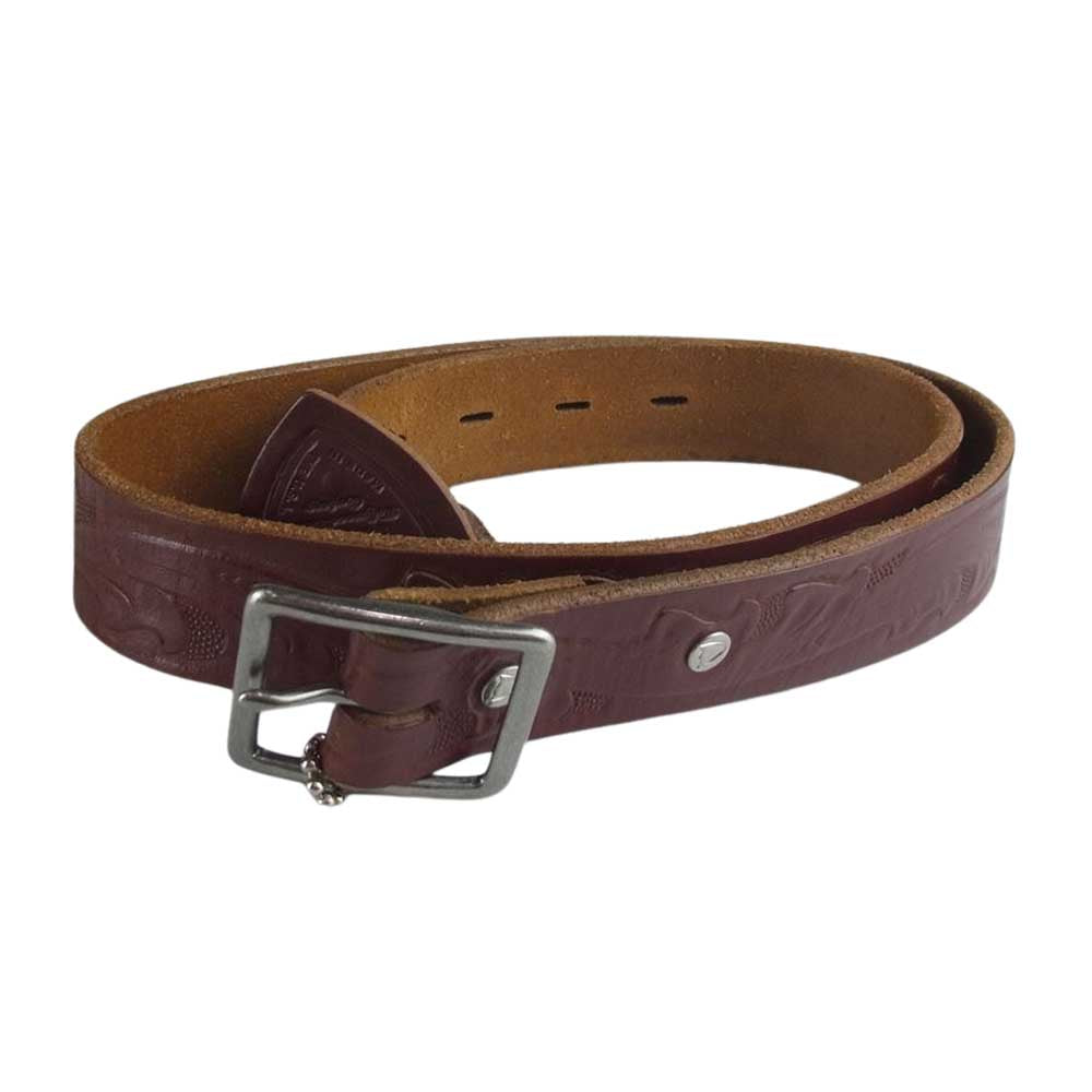 HTC エイチティーシー スタンダードカリフォルニア別注 Belt EMB12 End Only Flower Turquoise 1.25 ブラウン レザー スタッズ ベルト ブラウン系 32【極上美品】【中古】