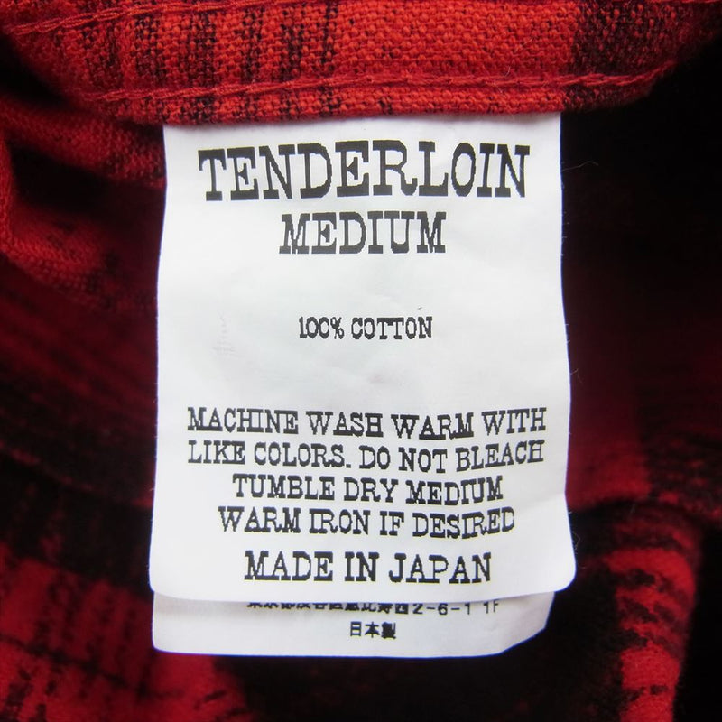 TENDERLOIN テンダーロイン PRINT FLANNEL CHECK SHT RED プリント フランネル シャツ ジャケット レッド系 M【中古】