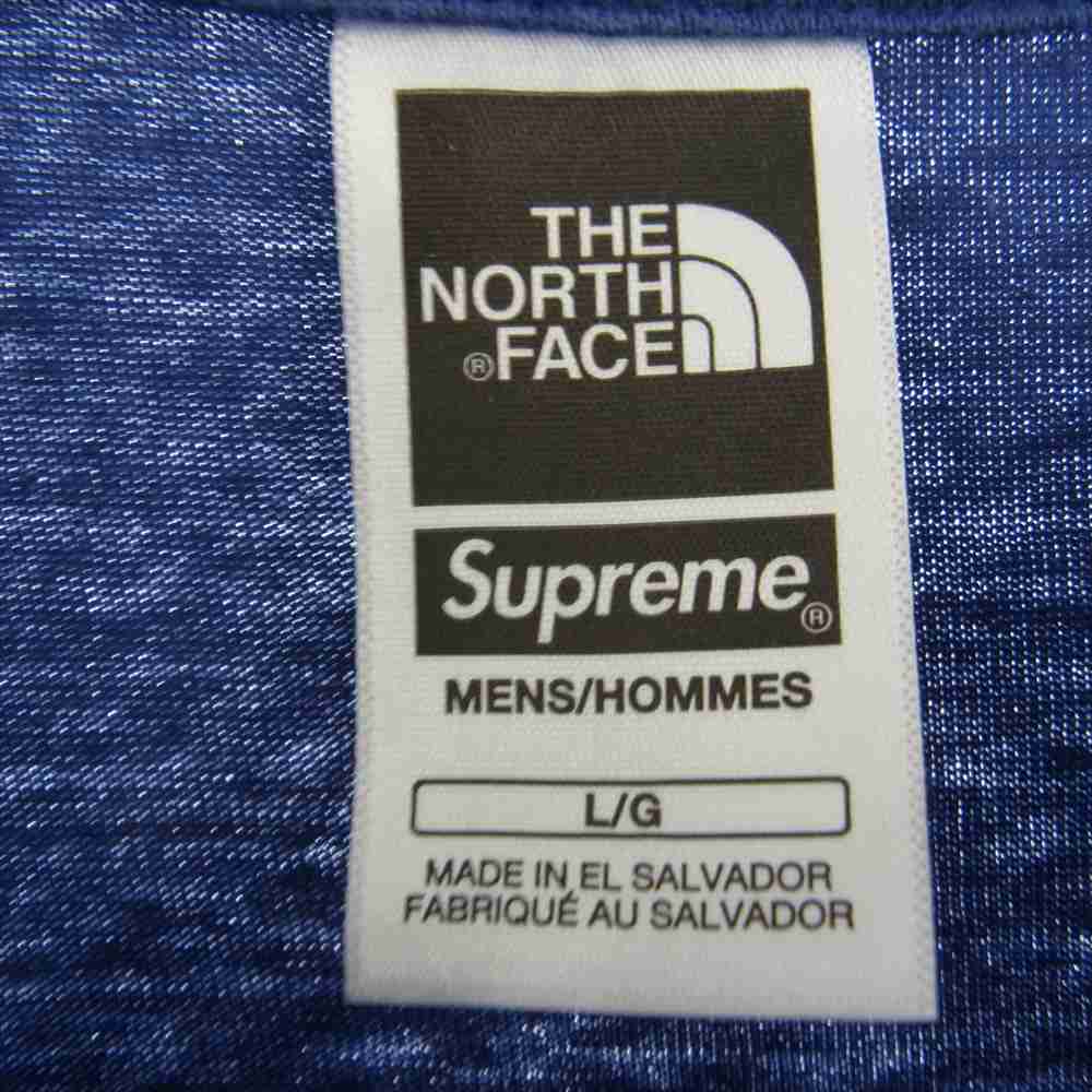 Supreme シュプリーム 23SS The North Face ノースフェイス Printed Pocket Tee ダブルネーム ロゴプリント ポケット付き クルーネック 半袖 Tシャツ ブルー系 L【中古】