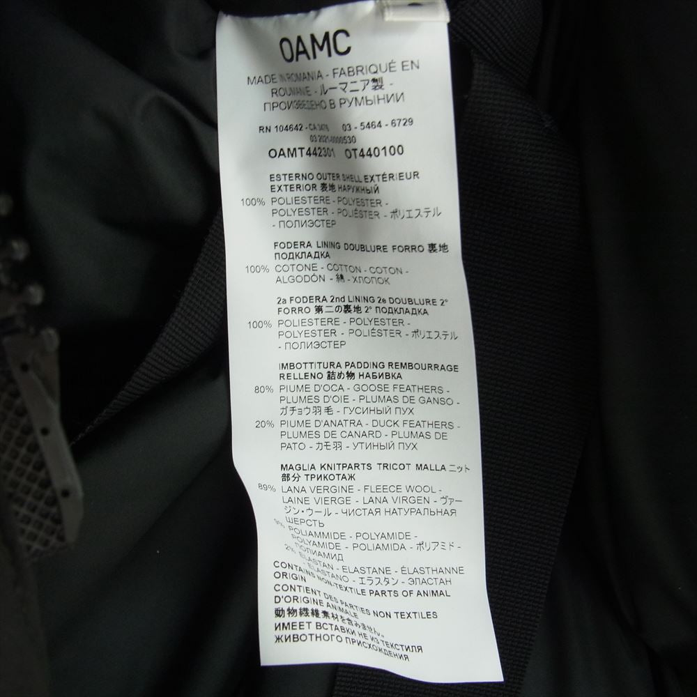 オーエーエムシー 21AW OAMT442301 INFLATE PARKA ロゴパッチ フード付き ダウンコート ダウンジャケット ブラック系 S【中古】