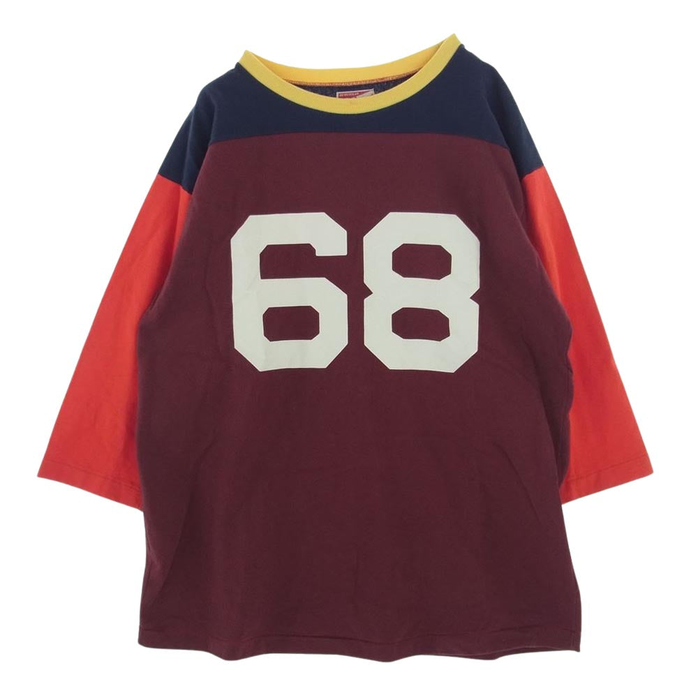 The REAL McCOY'S ザリアルマッコイズ MULTI TONE FOOTBALL TEE フットボール Tシャツ ワインレッド系 40【中古】