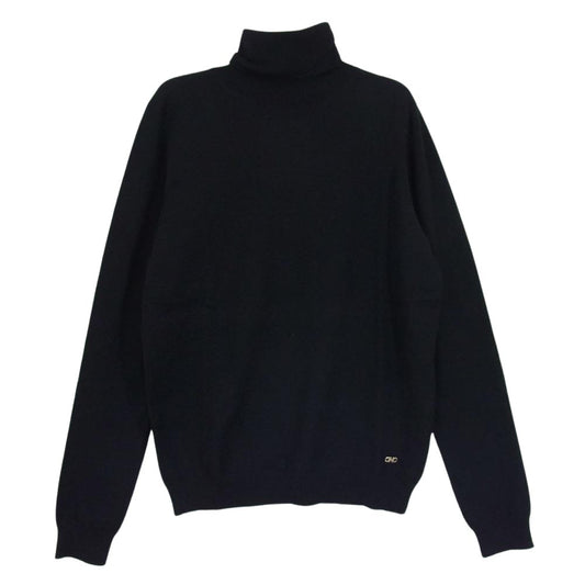 Salvatore Ferragamo サルヴァトーレフェラガモ カシミヤ100％ ガンチーニ タートルネック ニット セーター ブラック系 M【中古】