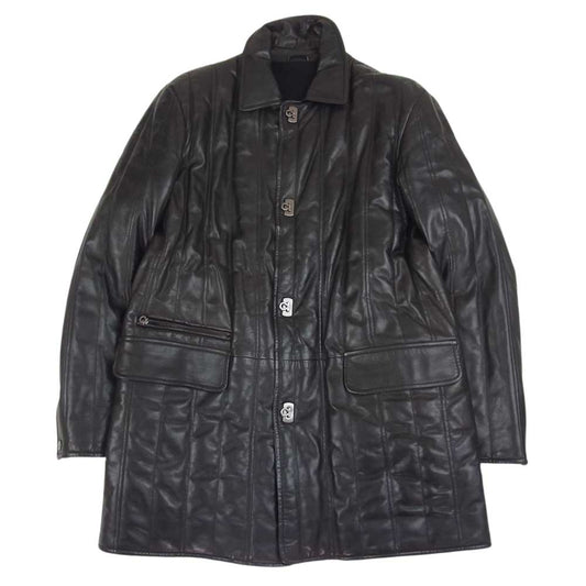 Salvatore Ferragamo サルヴァトーレフェラガモ ガンチーニ レザー コート ジャケット  ブラック系 50【中古】