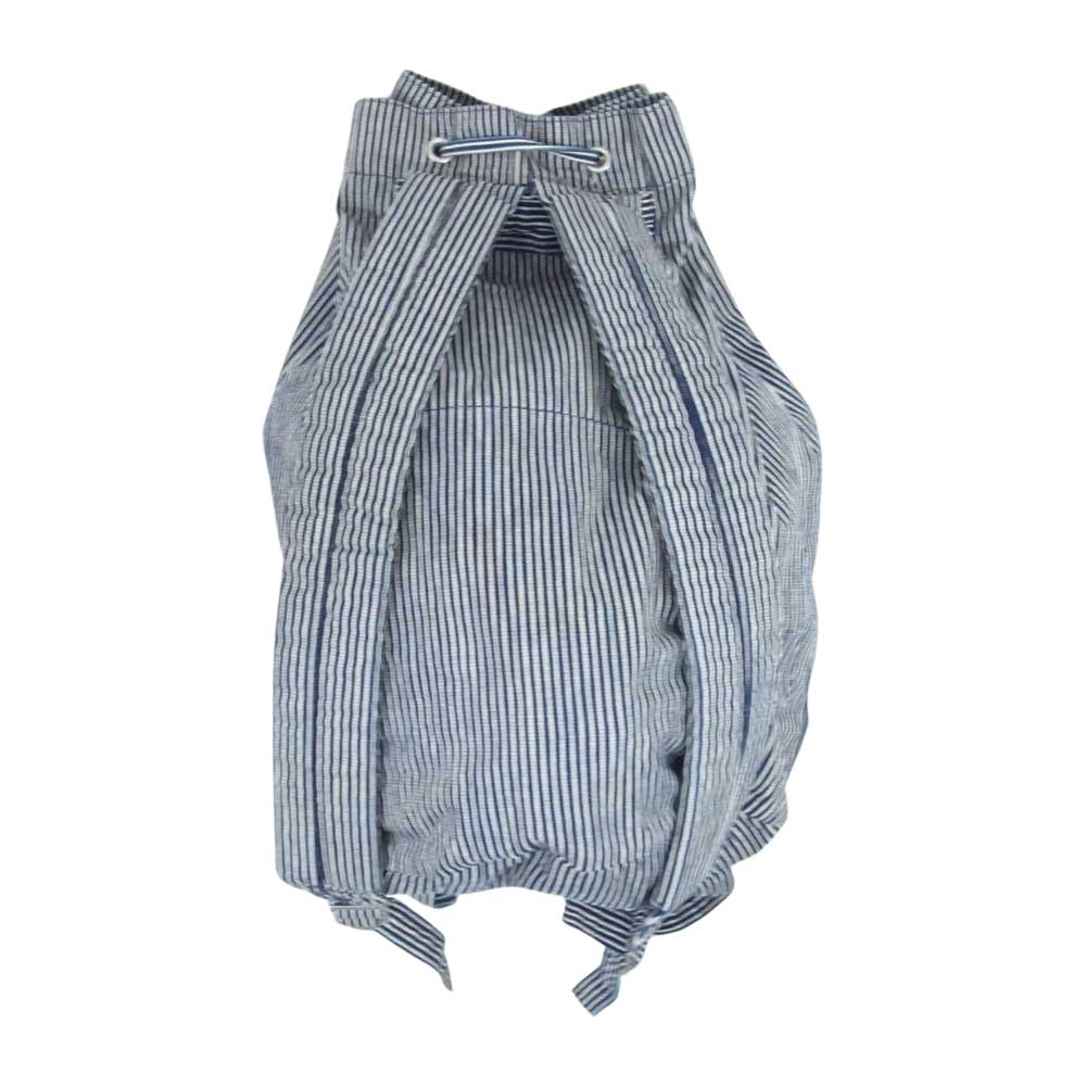 HYSTERIC GLAMOUR ヒステリックグラマー HYSTERICS ヒステリックス ワッペン ヒッコリー ストライプ 巾着 リュック インディゴブルー系【中古】