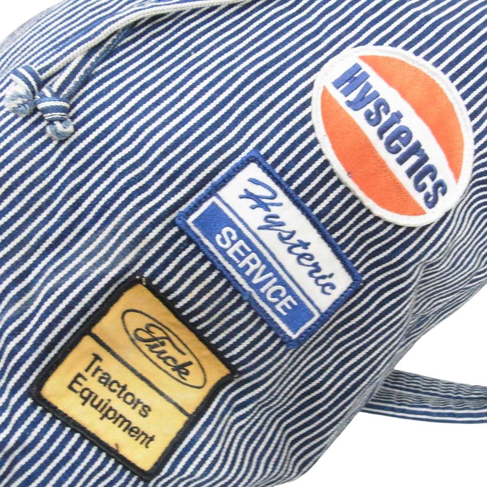 HYSTERIC GLAMOUR ヒステリックグラマー HYSTERICS ヒステリックス ワッペン ヒッコリー ストライプ 巾着 リュック インディゴブルー系【中古】