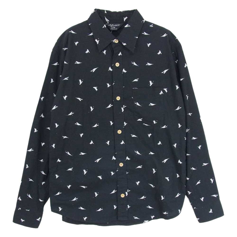 アンドファミリーズ SHL1708490 バードプリント 鳥 総柄 長袖 シャツ ブラック系 L【中古】