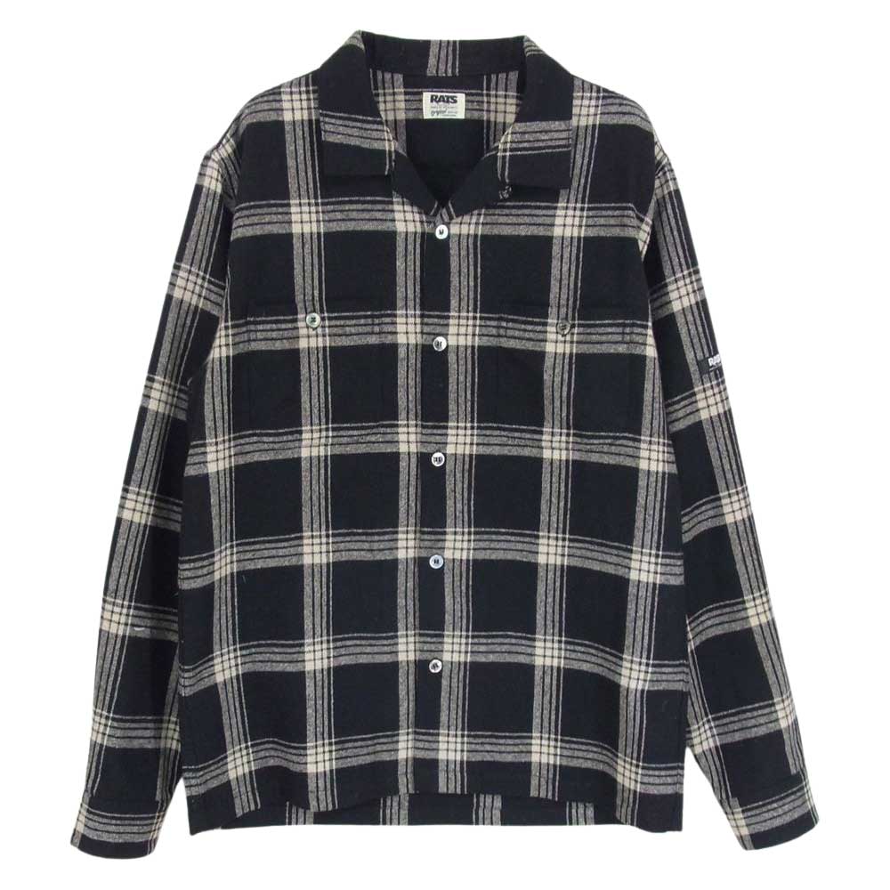 RATS ラッツ 10' RS-1101 ウール オープンカラー チェック 長袖 シャツ ブラック系 M【中古】