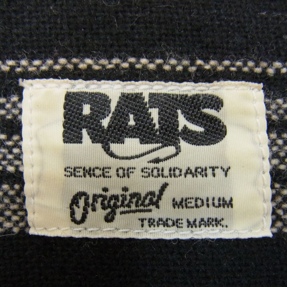 RATS ラッツ 10' RS-1101 ウール オープンカラー チェック 長袖 シャツ ブラック系 M【中古】