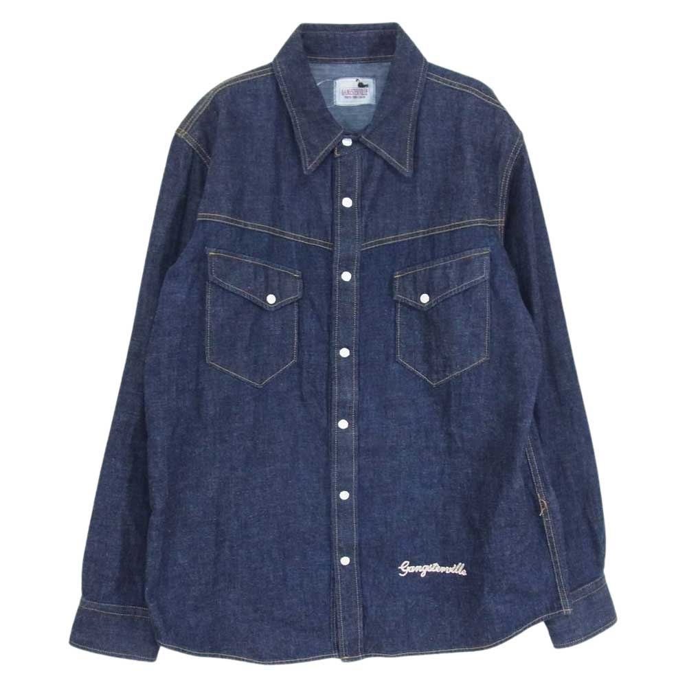 GANGSTERVILLE ギャングスタービル 17SS GSV-17-SS-10 THE FIXER-L/S SHIRTS 刺繍デニムシャツ インディゴブルー系 L【中古】