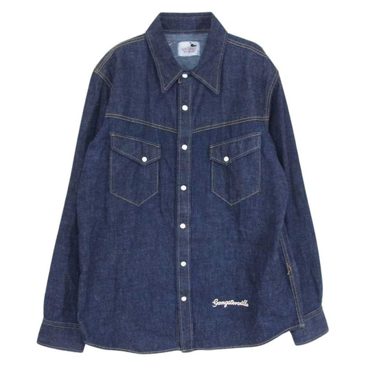 GANGSTERVILLE ギャングスタービル 17SS GSV-17-SS-10 THE FIXER-L/S SHIRTS 刺繍デニムシャツ インディゴブルー系 L【中古】