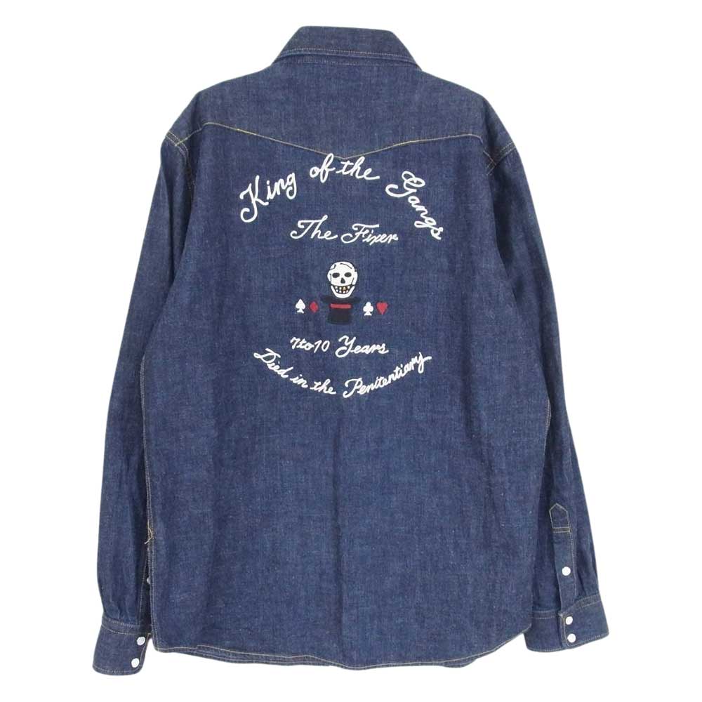 GANGSTERVILLE ギャングスタービル 17SS GSV-17-SS-10 THE FIXER-L/S SHIRTS 刺繍デニムシャツ インディゴブルー系 L【中古】