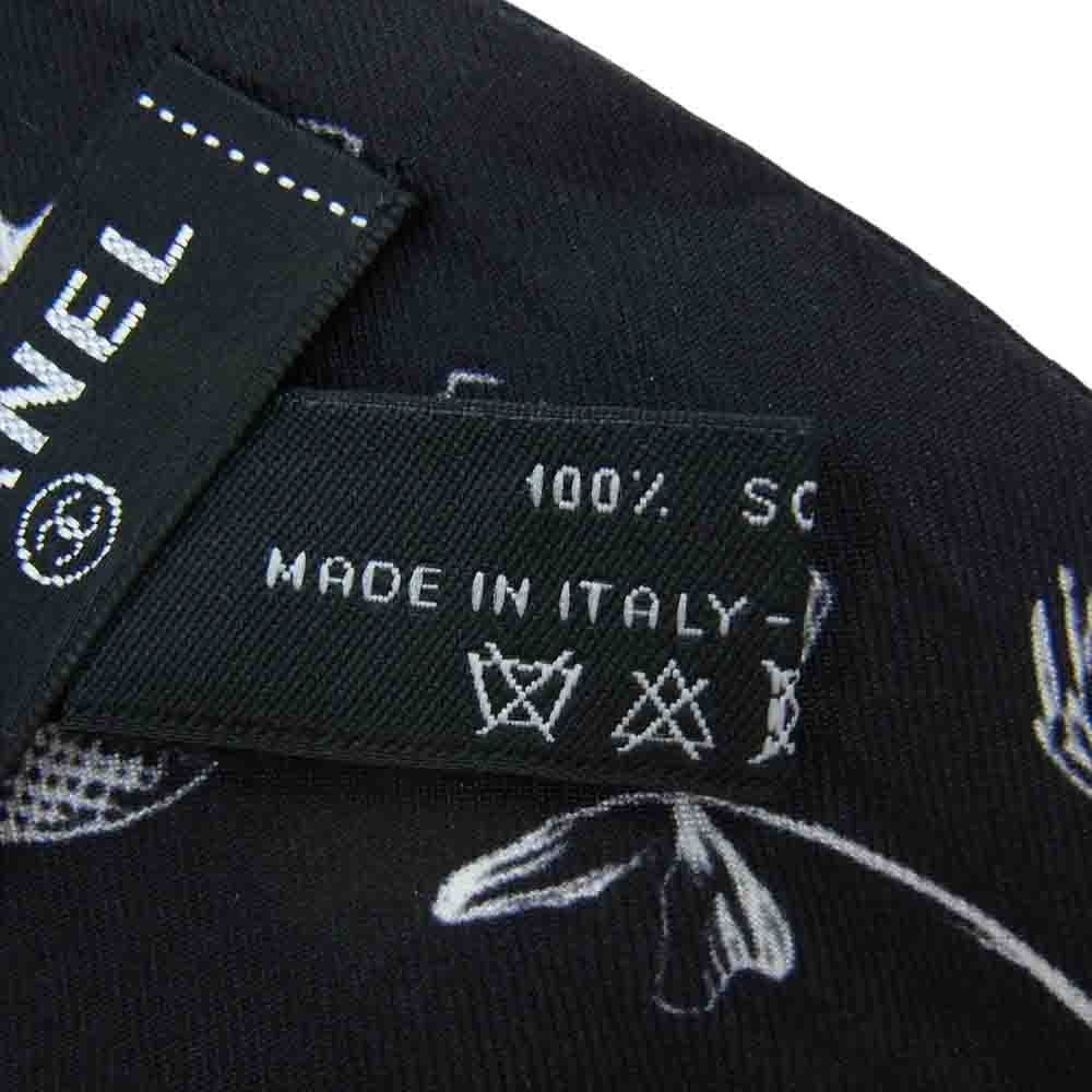 CHANEL シャネル シルク 総柄 ボウタイ ブラック系【中古】