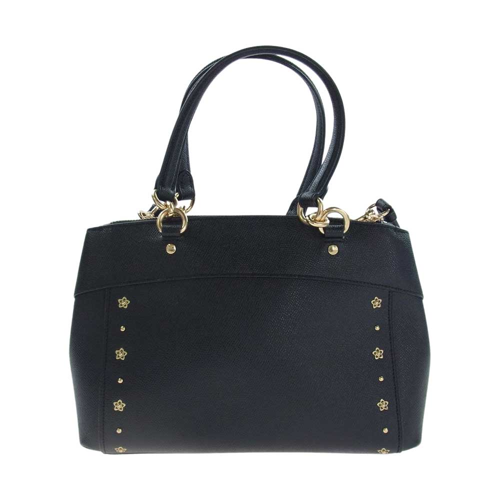 COACH コーチ F37754 フローラルリベット 2WAY レザー ショルダー ハンドバッグ ブラック系【中古】