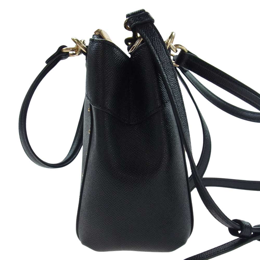 COACH コーチ F37754 フローラルリベット 2WAY レザー ショルダー ハンドバッグ ブラック系【中古】