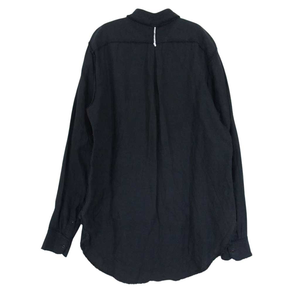 アラキユウ TT506 TTSBLH Raw Cut Pointed Collar Narrow Shirt リネン ダメージ加工 長袖 シャツ ブラック系 1【美品】【中古】