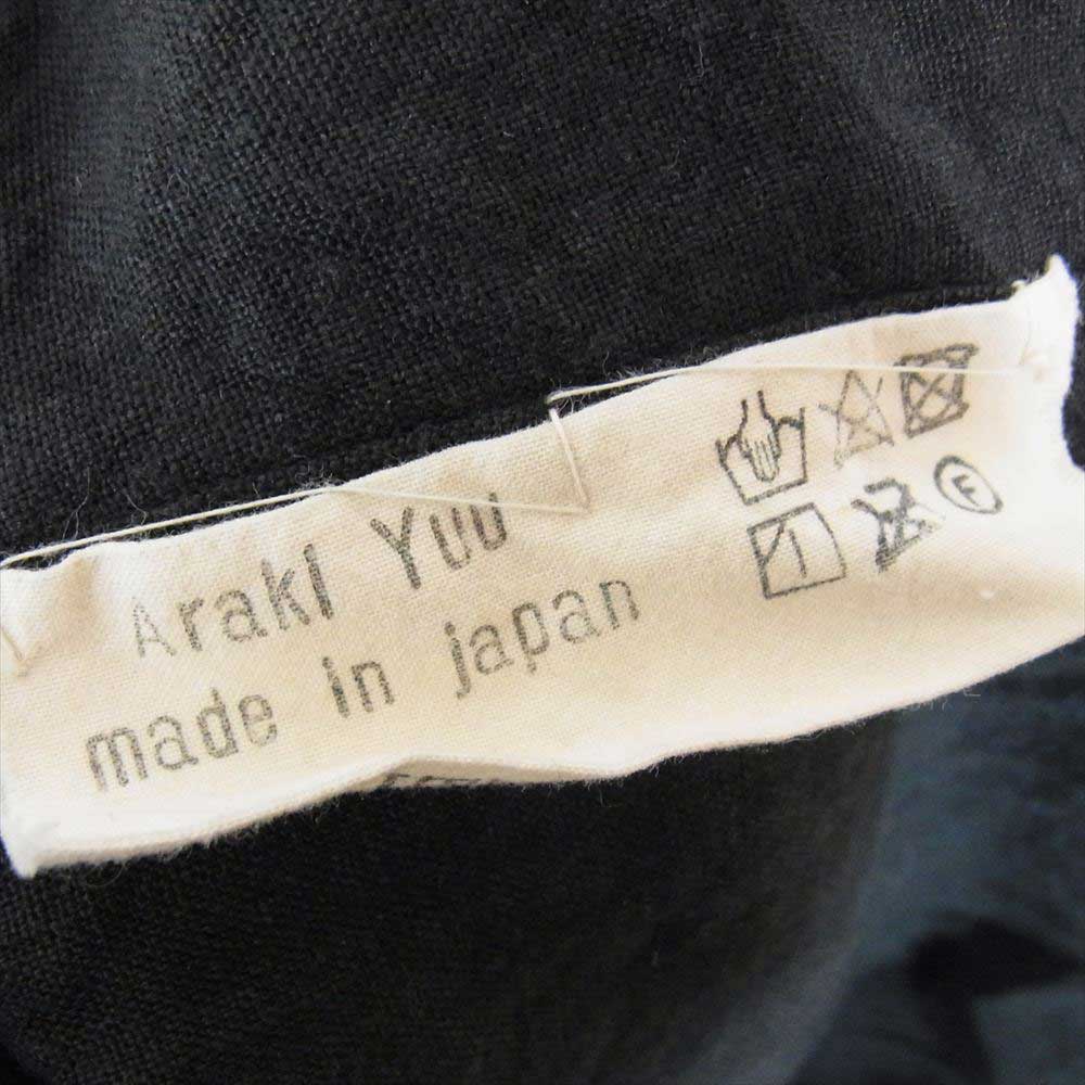 アラキユウ TT506 TTSBLH Raw Cut Pointed Collar Narrow Shirt リネン ダメージ加工 長袖 シャツ ブラック系 1【美品】【中古】