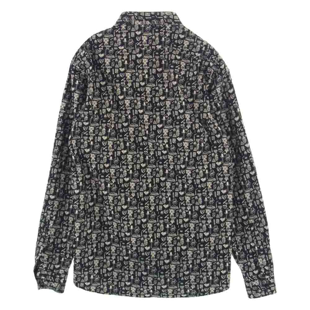 SAINT LAURENT サンローラン 14AW 340855 Y782F エディ期 総柄 アートプリント レギュラーカラー 長袖 シャツ ブラック系【中古】