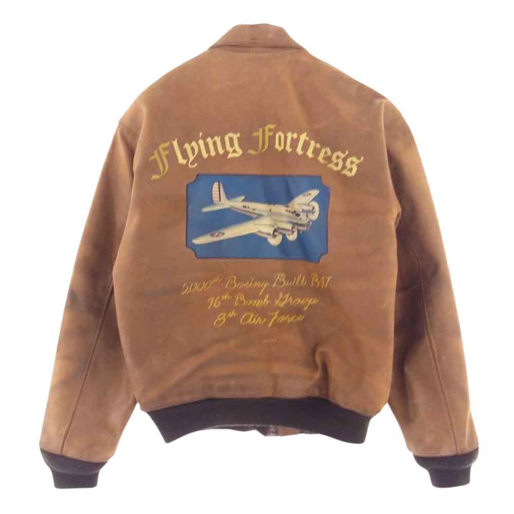 AVIREX アヴィレックス A-2 Flying Fortress フライング フォーレスト ペイント ロゴ レザー フライト ジャケット ブラウン系 XS【中古】