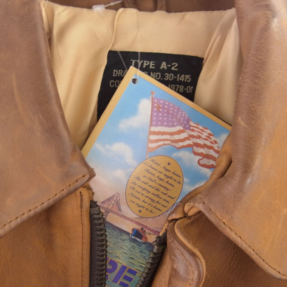 AVIREX アヴィレックス A-2 Flying Fortress フライング フォーレスト ペイント ロゴ レザー フライト ジャケット ブラウン系 XS【中古】