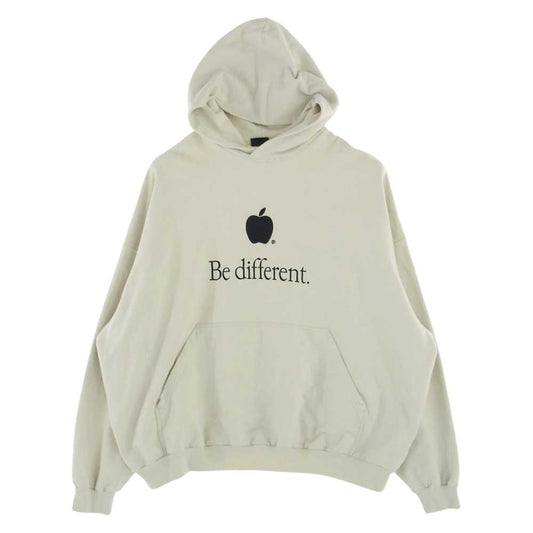BALENCIAGA バレンシアガ 22AW 713677 Be Different Popover Hoody ダメージ クラッシュ加工 スウェット パーカー フーディ オフホワイト オフホワイト系 L【中古】