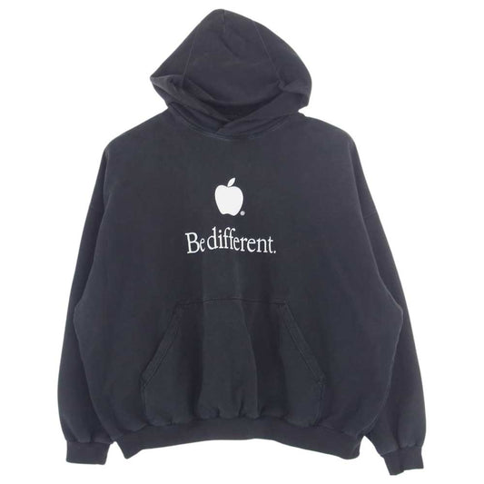 BALENCIAGA バレンシアガ 22AW 713677 Be Different Popover Hoody ダメージ クラッシュ加工 スウェット パーカー フーディ ブラック ブラック系 L【中古】