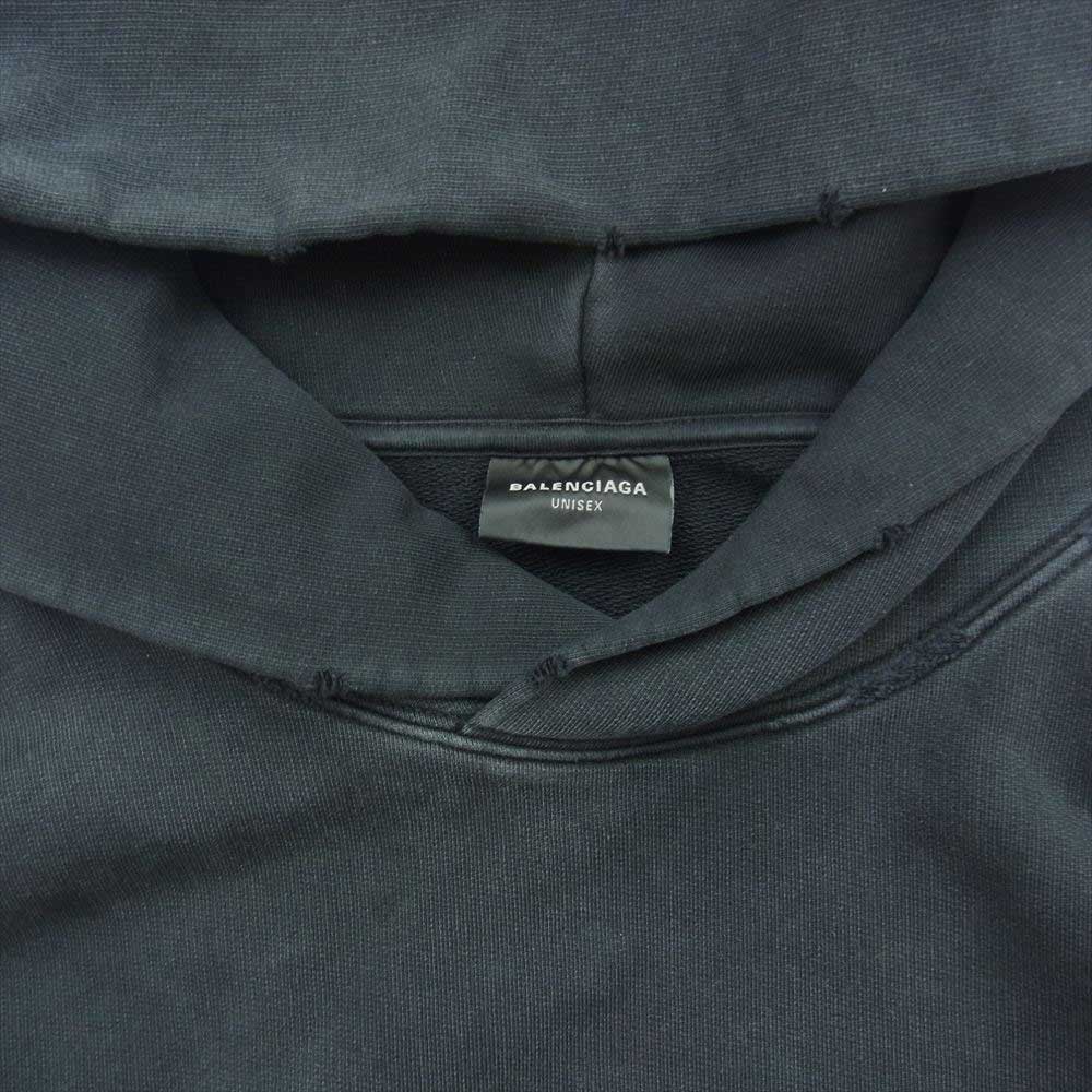 BALENCIAGA バレンシアガ 22AW 713677 Be Different Popover Hoody ダメージ クラッシュ加工 スウェット パーカー フーディ ブラック ブラック系 L【中古】