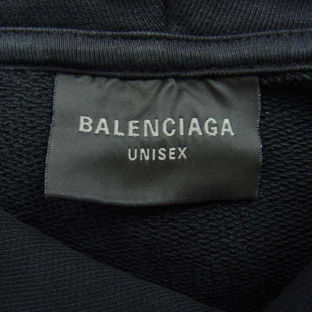 BALENCIAGA バレンシアガ 22AW 713677 Be Different Popover Hoody ダメージ クラッシュ加工 スウェット パーカー フーディ ブラック ブラック系 L【中古】