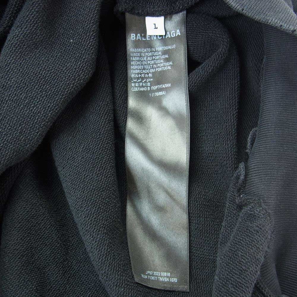 BALENCIAGA バレンシアガ 22AW 713677 Be Different Popover Hoody ダメージ クラッシュ加工 スウェット パーカー フーディ ブラック ブラック系 L【中古】