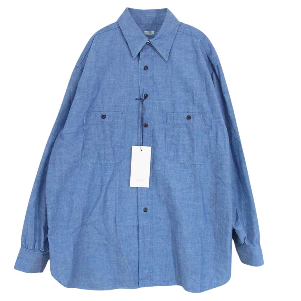 アプレッセ 23AW 23AAP-02-09M Washed Chambray Shirt ウォッシュド デニムシャンブレー 長袖 ワークシャツ  ブルー系 2【新古品】【未使用】【中古】