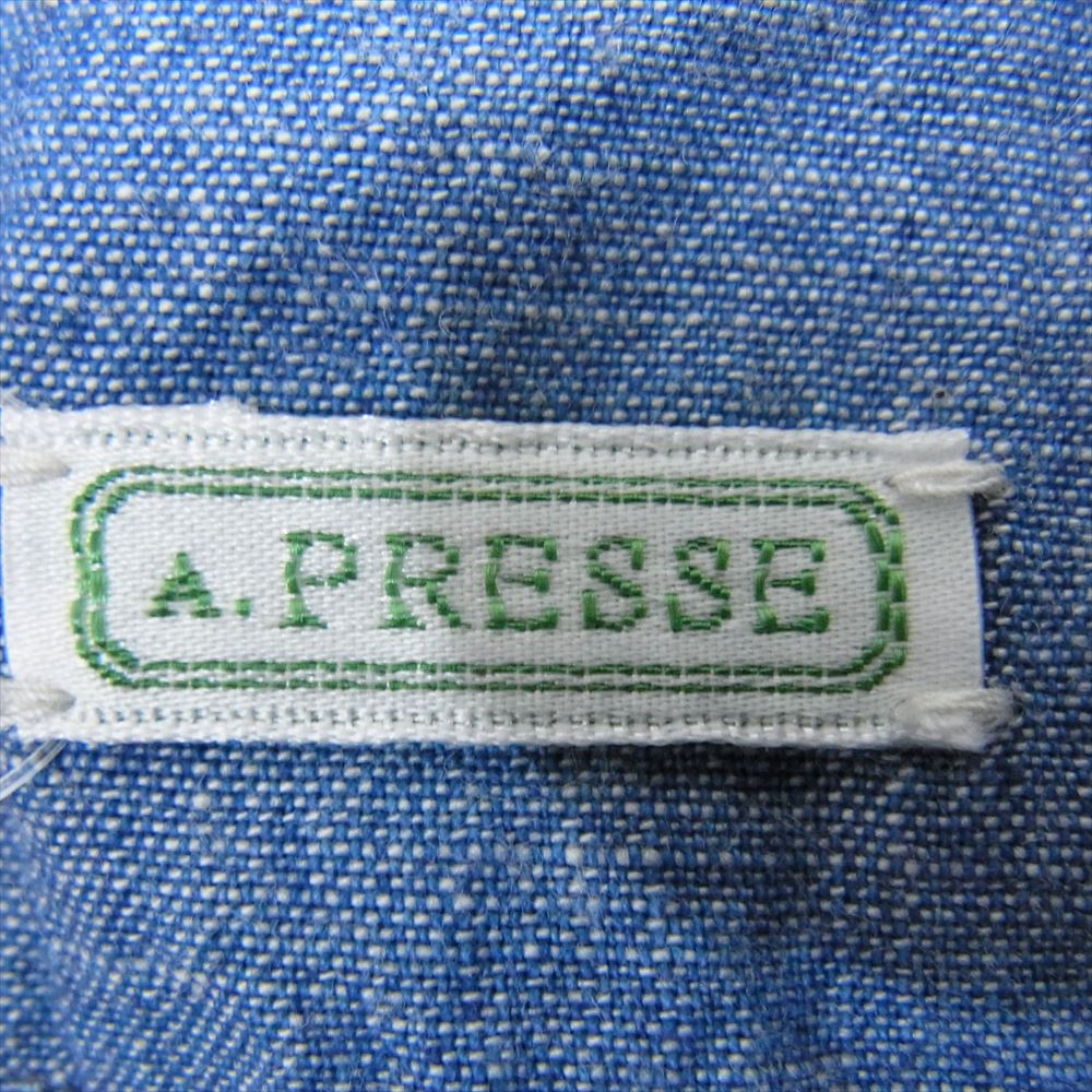 アプレッセ 23AW 23AAP-02-09M Washed Chambray Shirt ウォッシュド デニムシャンブレー 長袖 ワークシャツ ブルー系 2【新古品】【未使用】【中古】