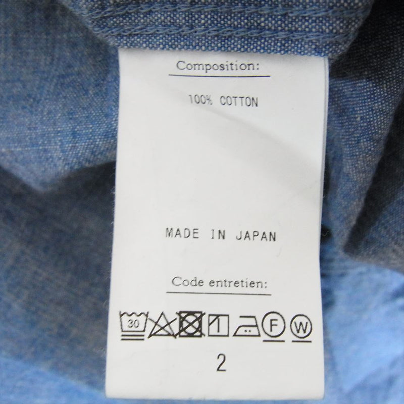 アプレッセ 23AW 23AAP-02-09M Washed Chambray Shirt ウォッシュド デニムシャンブレー 長袖 ワークシャツ  ブルー系 2【新古品】【未使用】【中古】