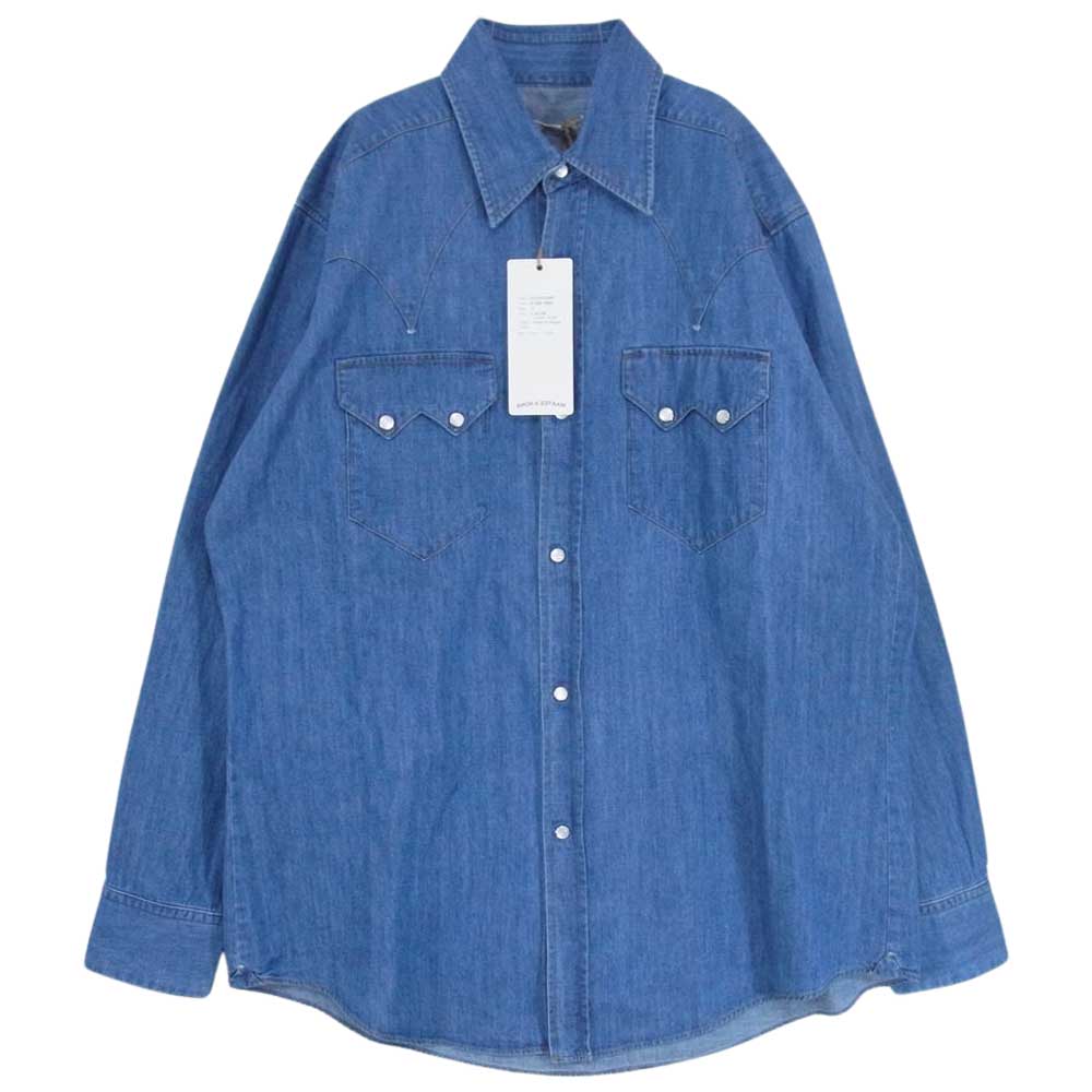 マーティーアンドサンズ MT3303-0605 LIGHTOZ DENIM チグハグ WESTERN ウエスタン デニム 長袖 シャツ インディゴブルー系 2【極上美品】【中古】
