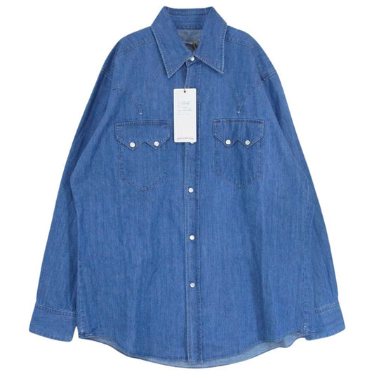 マーティーアンドサンズ MT3303-0605 LIGHTOZ DENIM チグハグ WESTERN ウエスタン デニム 長袖 シャツ インディゴブルー系 2【極上美品】【中古】