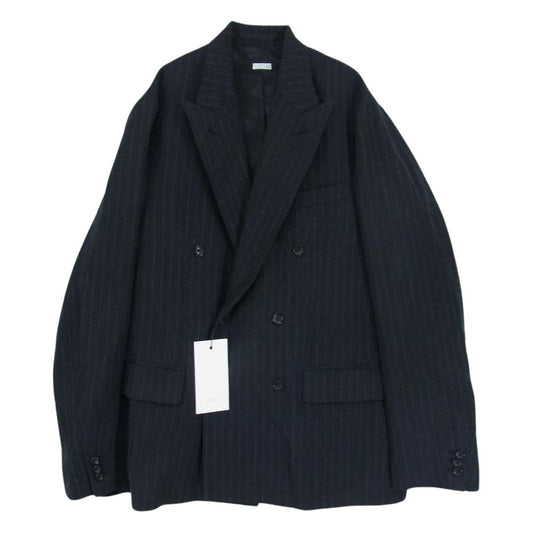 アプレッセ 22AW  22AAP-01-05M Double Breasted Jacket ダブルブレステッド ストライプ ジャケット チャコール系 2【新古品】【未使用】【中古】