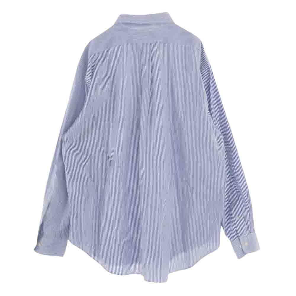 RALPH LAUREN ラルフローレン ボタンダウン ストライプ 長袖 シャツ ロゴ刺繍 ホワイト系 ブルー系 17 1/2【中古】