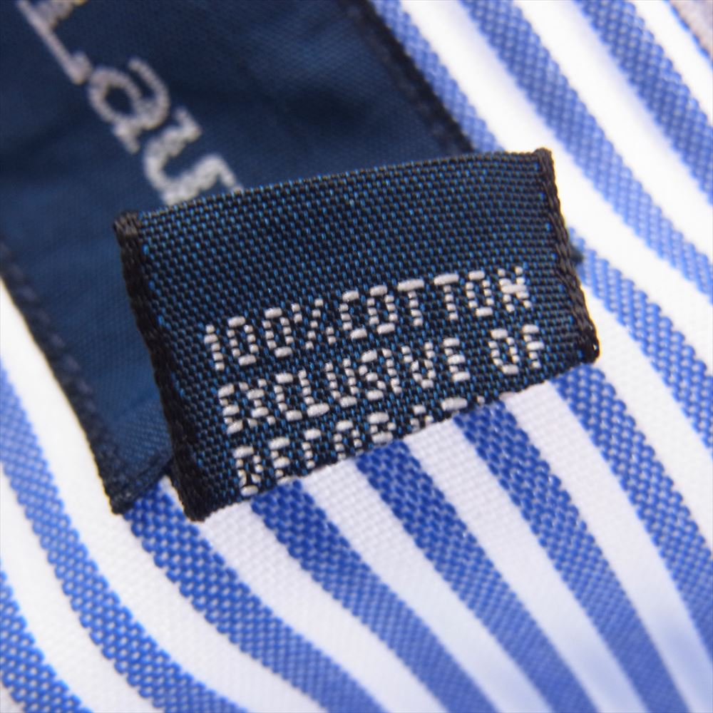 RALPH LAUREN ラルフローレン ボタンダウン ストライプ 長袖 シャツ ロゴ刺繍 ホワイト系 ブルー系 17 1/2【中古】