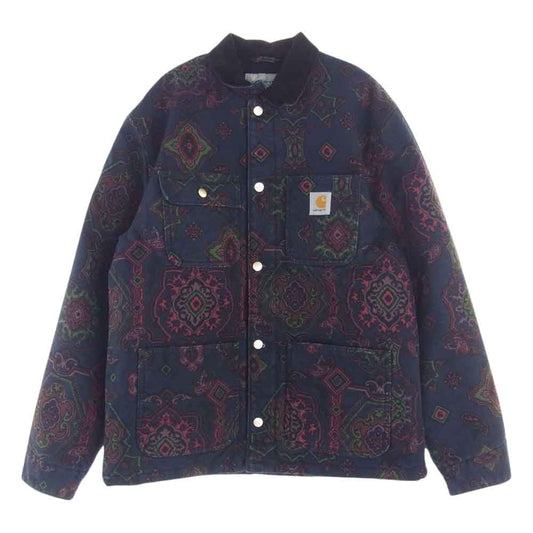 Carhartt カーハート MICHIGAN COAT ミシガン コート ペイズリー ジャケット 襟コーデュロイ 内キルティング ダークネイビー系 L【中古】
