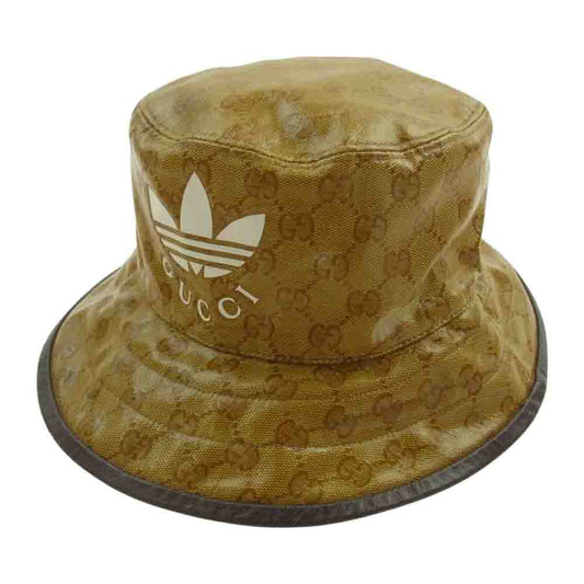GUCCI グッチ × adidas アディダス Bucket Hat ナイロン バケットハット ライトブラウン系 M 58cm【中古】