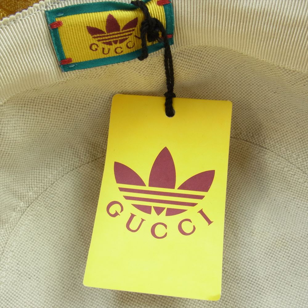 GUCCI グッチ × adidas アディダス Bucket Hat ナイロン バケットハット ライトブラウン系 M 58cm【中古】