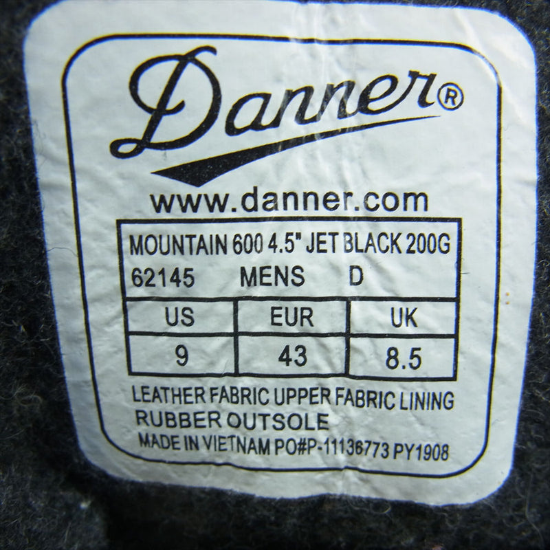Danner ダナー 62145 Mountain 600 4.5 200G マウンテン ブーツ ブラック系 US 9【中古】